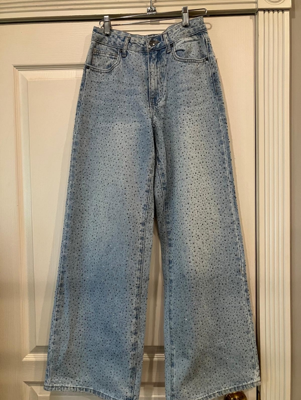 Forever 21 Light Blue Wide Leg Studded Jeans